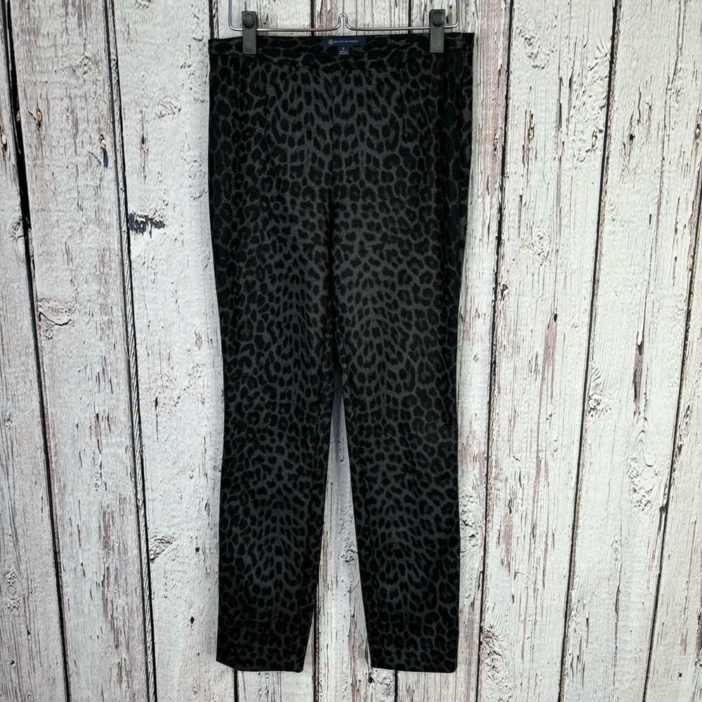Brooks Brothers Women’s Ponte Leopard Print‎ Slim Leg Pants Size 4 Black Grey